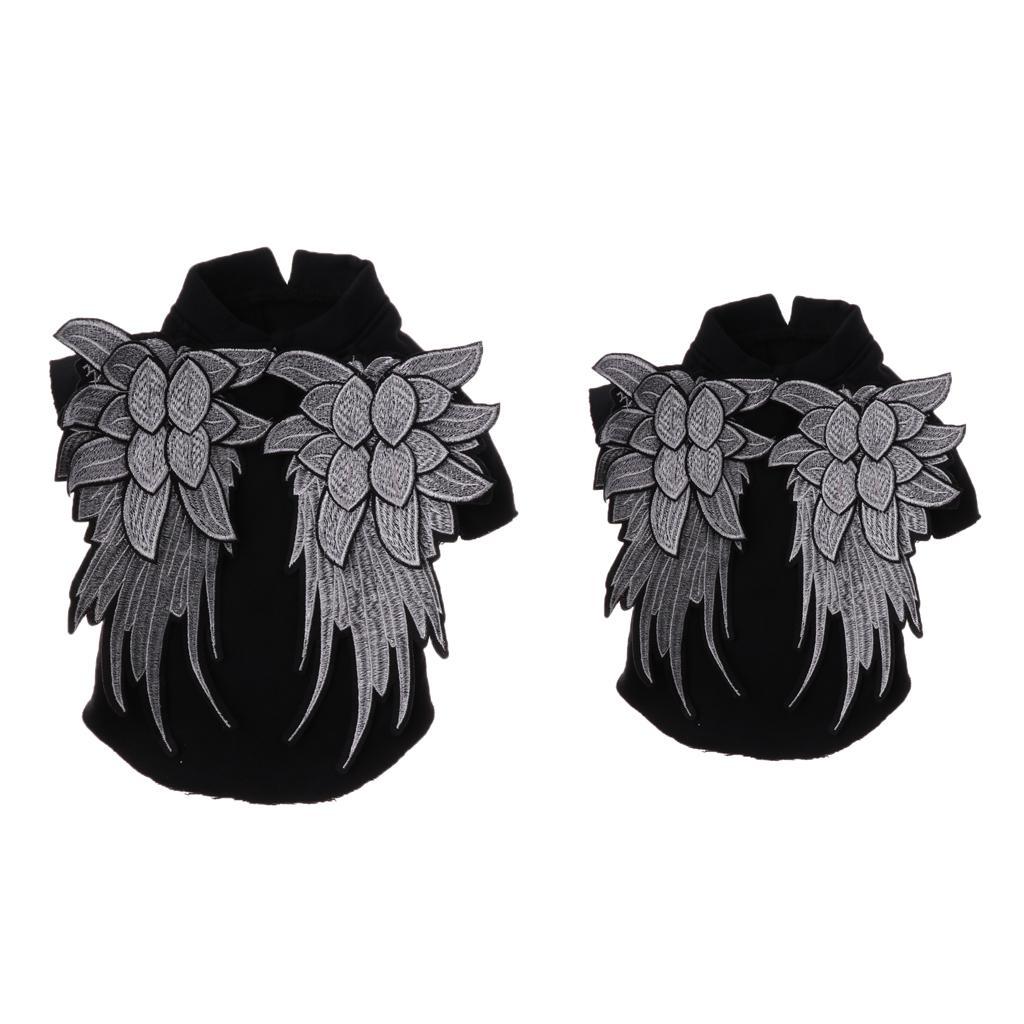 Angel Wings Pet Dog Cat Cotton Clothes Coat Autumn Winter Apparel Black S