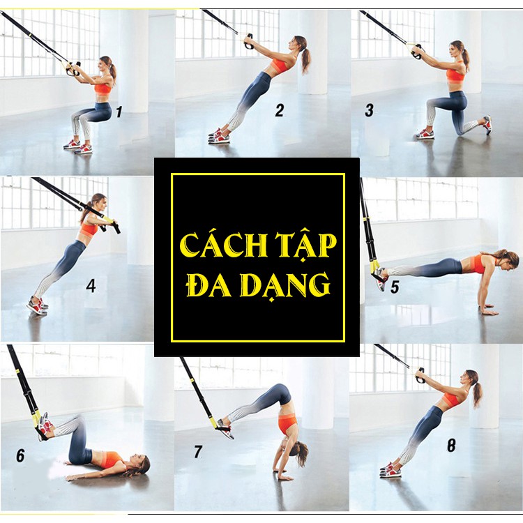 Dây kháng lực tập gym TRX P3, dây treo đàn hồi đa năng tập Gym chính hãng TOPBODY