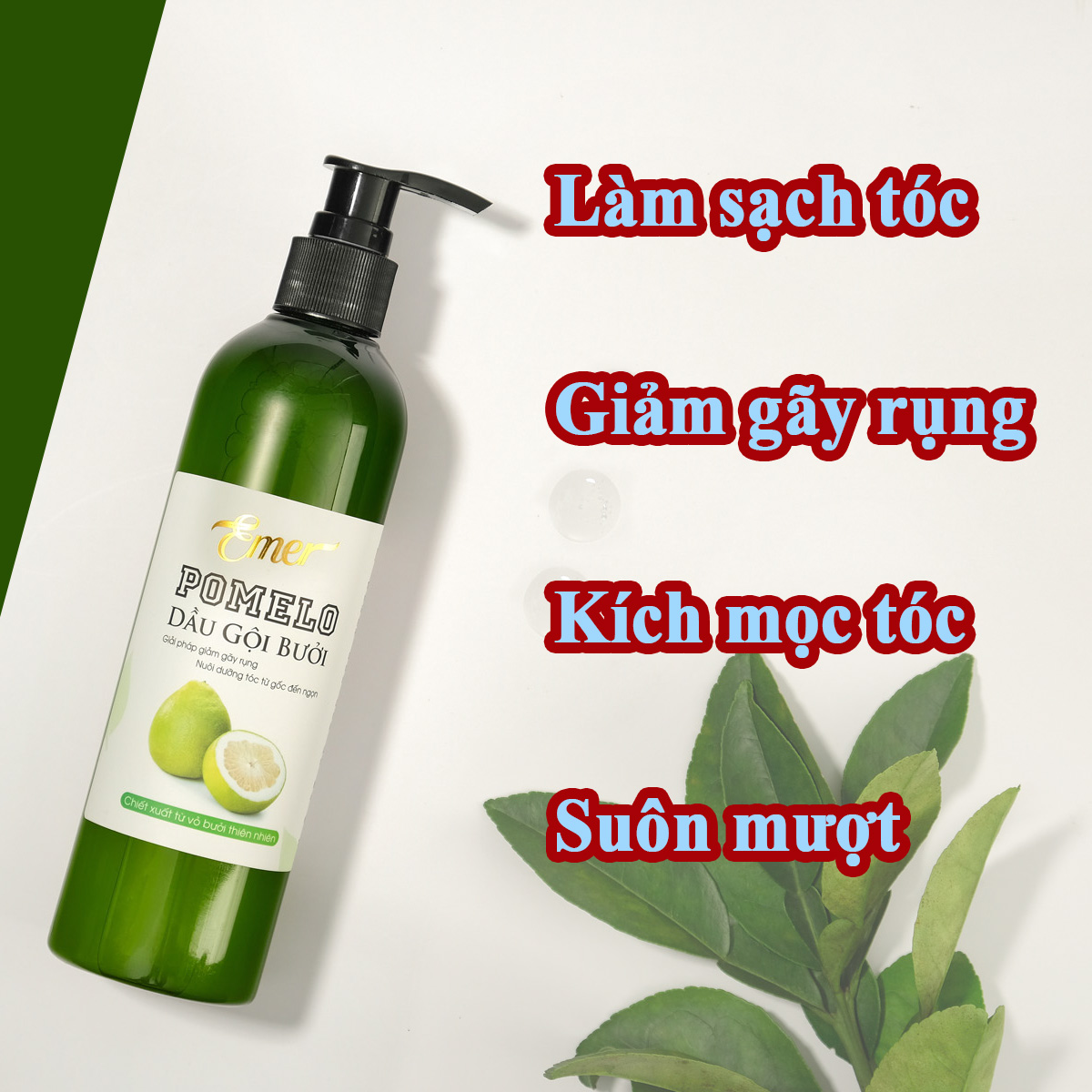 Dầu gội bưởi ngăn rụng tóc kích thích mọc tóc Pomelo Emer 300ml làm sạch tóc và da đầu, cung cấp dưỡng chất cho mái tóc luôn chắc khỏe và suôn mượt tự nhiên