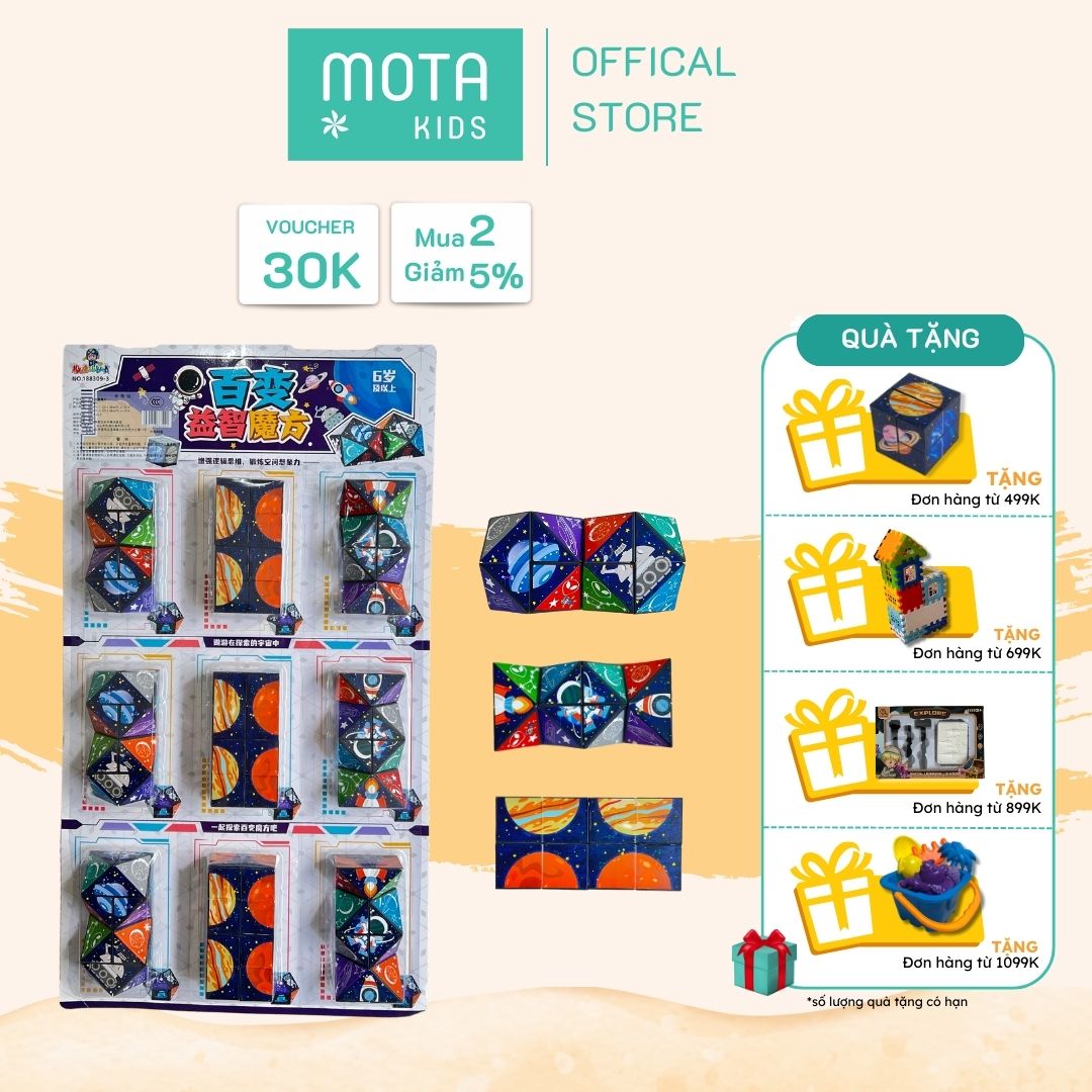 [M188309-3 - Mota Montessori] Đồ chơi cho bé Vỉ 9 cái Rubik 3D biến thể nhiều kiểu dáng - Hàng chính hãng