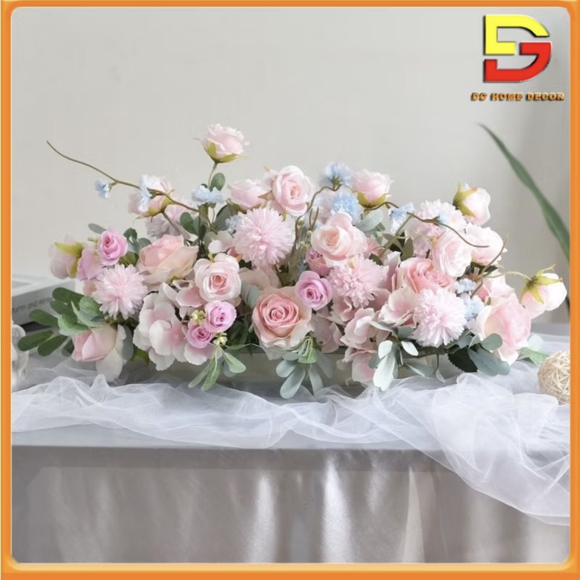 Lẵng Hoa Giả Nhiều Mẫu Mã Hoa Trang Trí Để Bàn Dài 60cm-80cm Trang Trí Bàn Họp DG-284