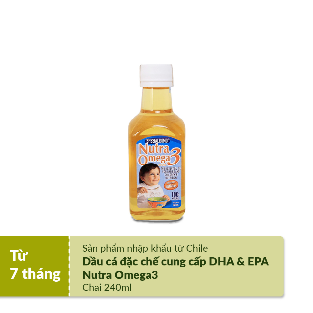 Dầu ăn dặm cho bé - Dầu cá Nutra Omega 3 nhập khẩu Chi Lê - cung cấp DHA & EPA giúp phát triển trí thông minh trẻ nhỏ