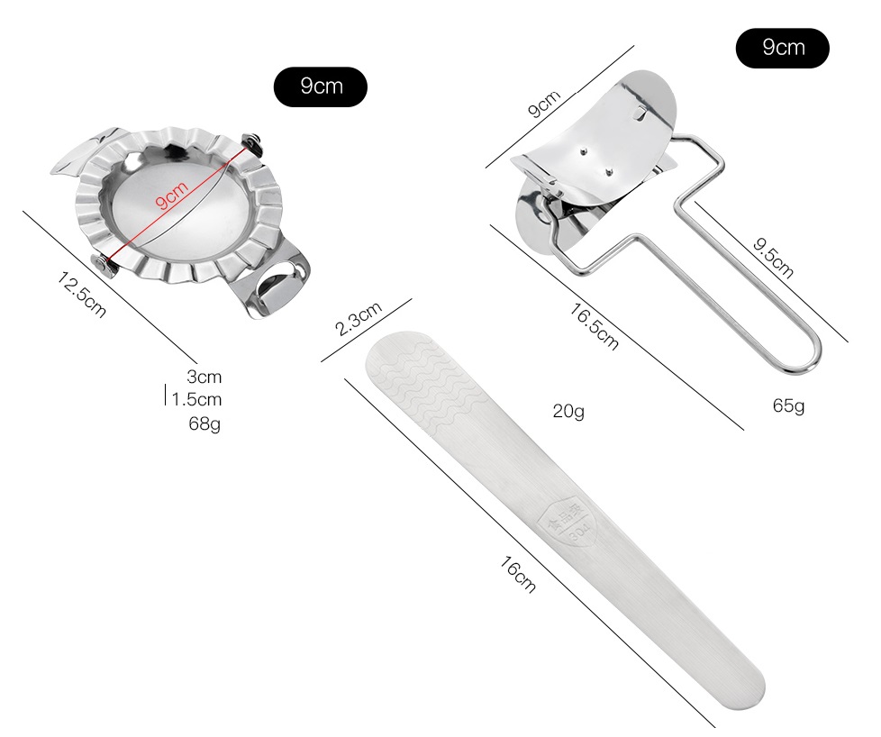 Set 3 Dụng Cụ Làm Bánh Xếp Inox 304 - 57g ), ,