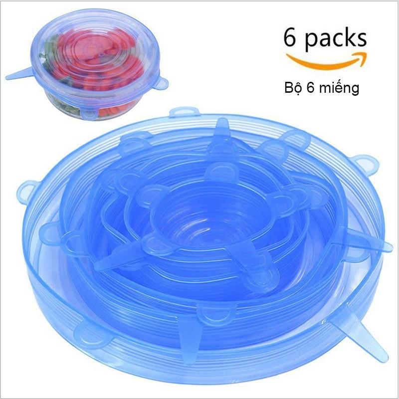BỘ 6 MIẾNG SILICON BỌC TÔ CHÉN BÁT BẢO QUẢN THỨC ĂN ĐA NĂNG -M01