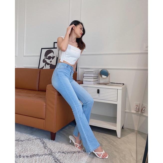 Quần jean ống loe lưng cao REVERCLOTHINGS Split High Waisted Jeans