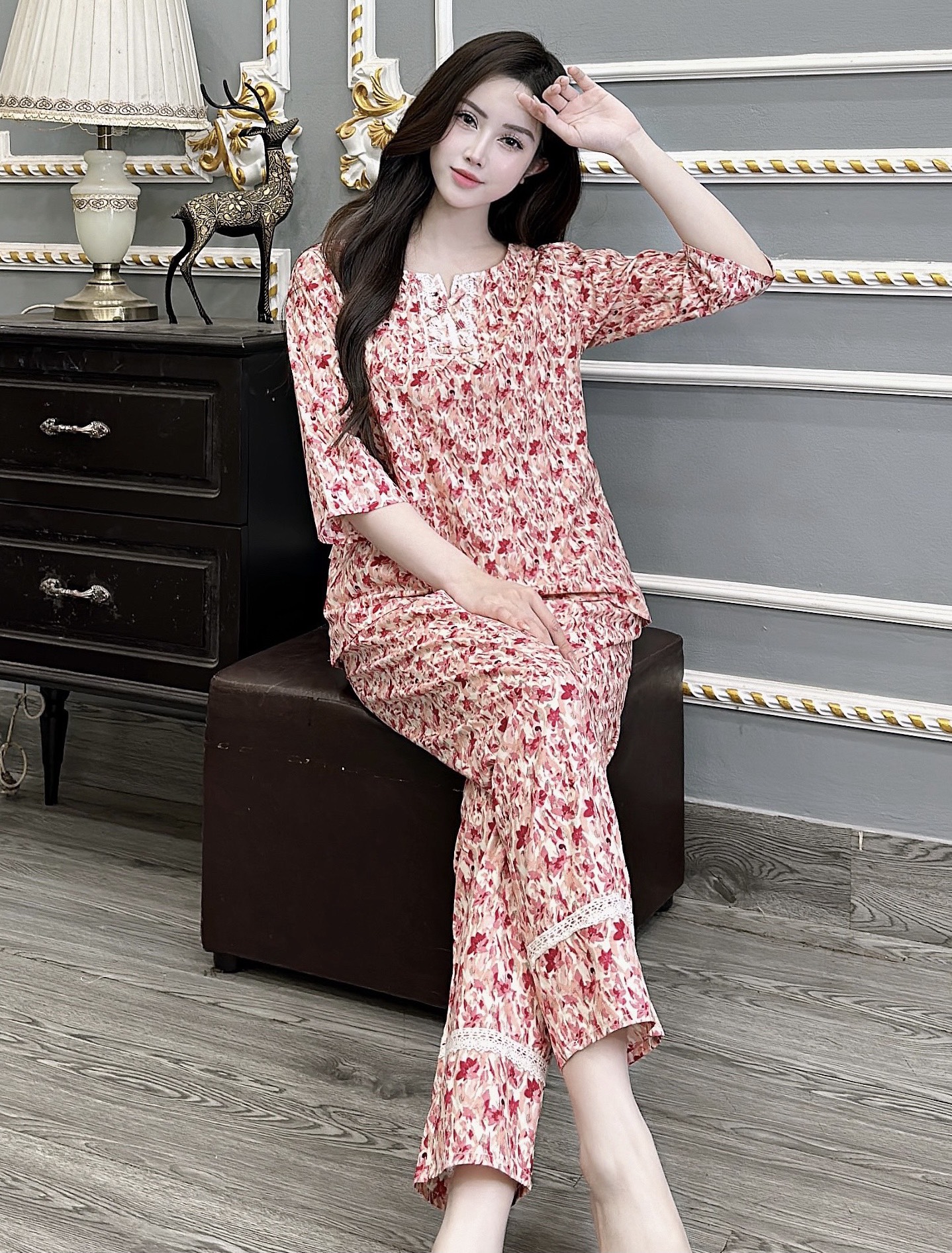 Đồ bộ nữ xinh mặc nhà vải kate