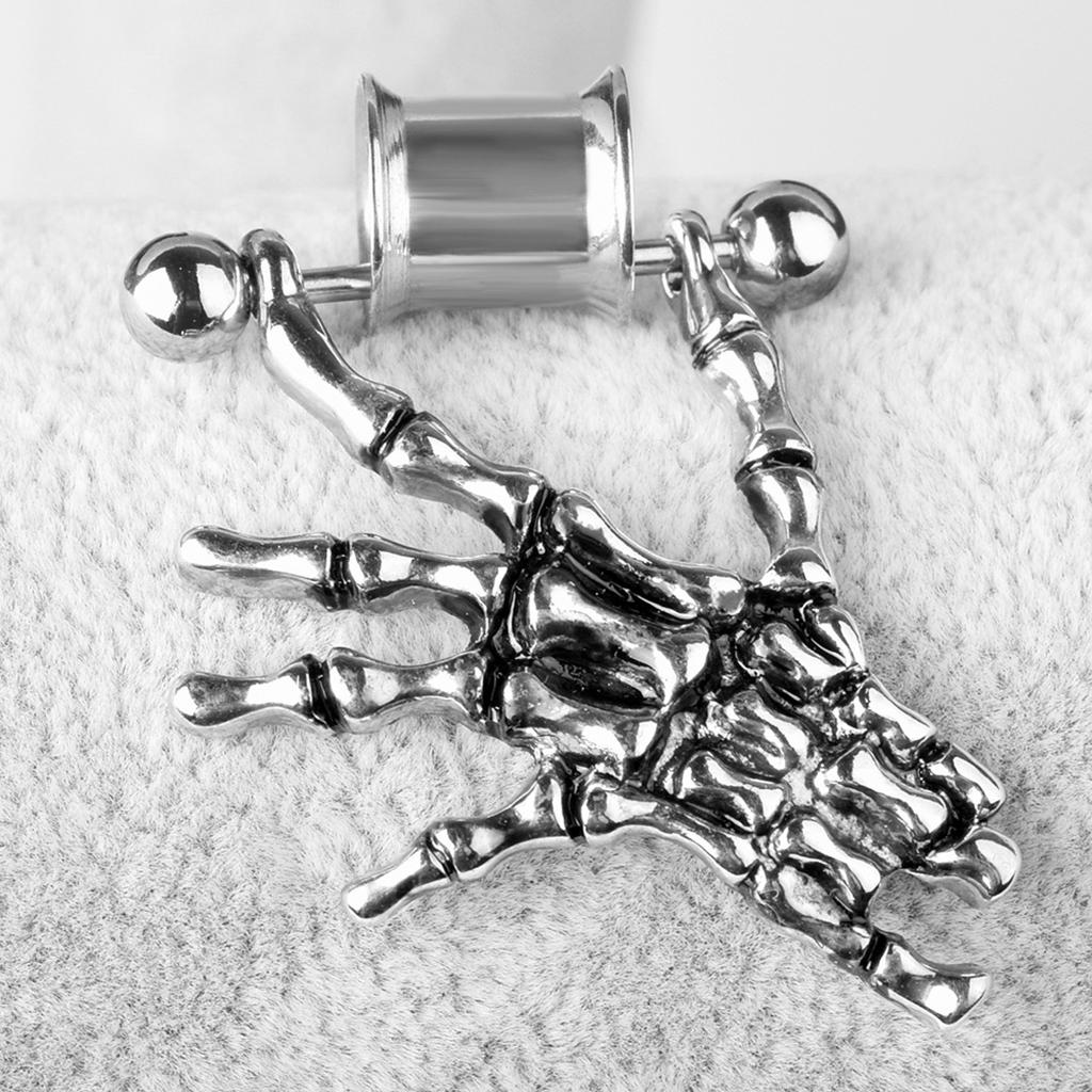 2 Pieces Stainless Steel Skeleton Hand Ear Plugs Tunnel Expander Gauges