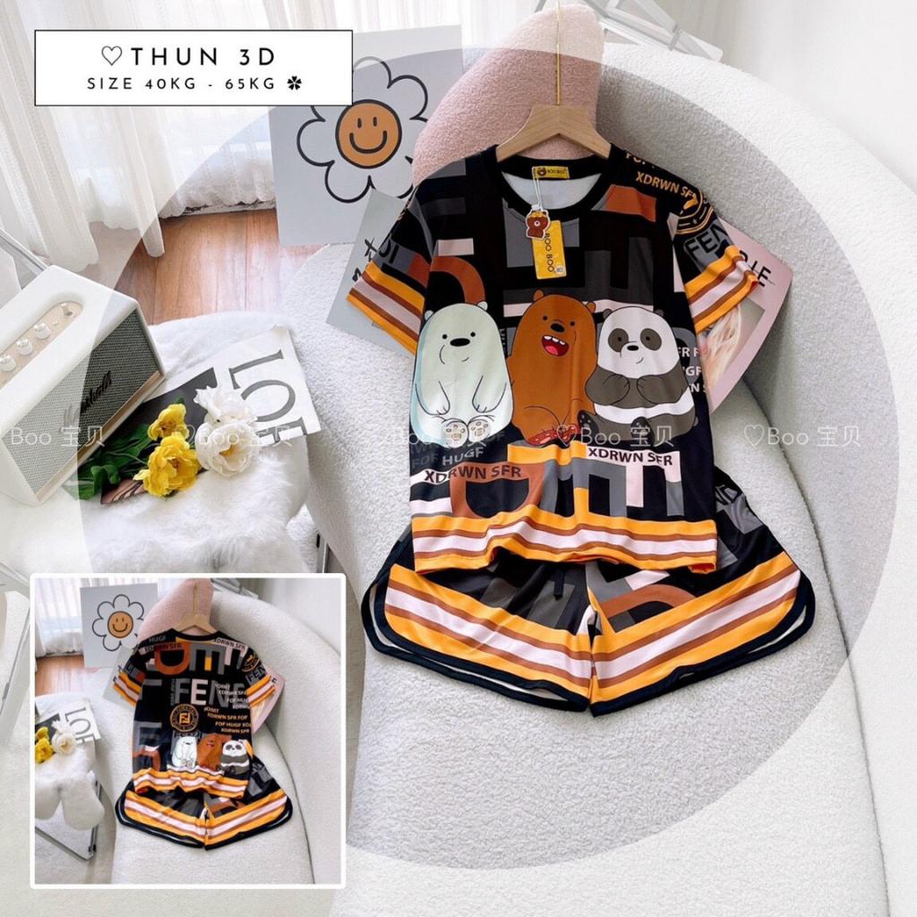 Bộ Thun Lạnh in 3D quần đùi 40-60kg