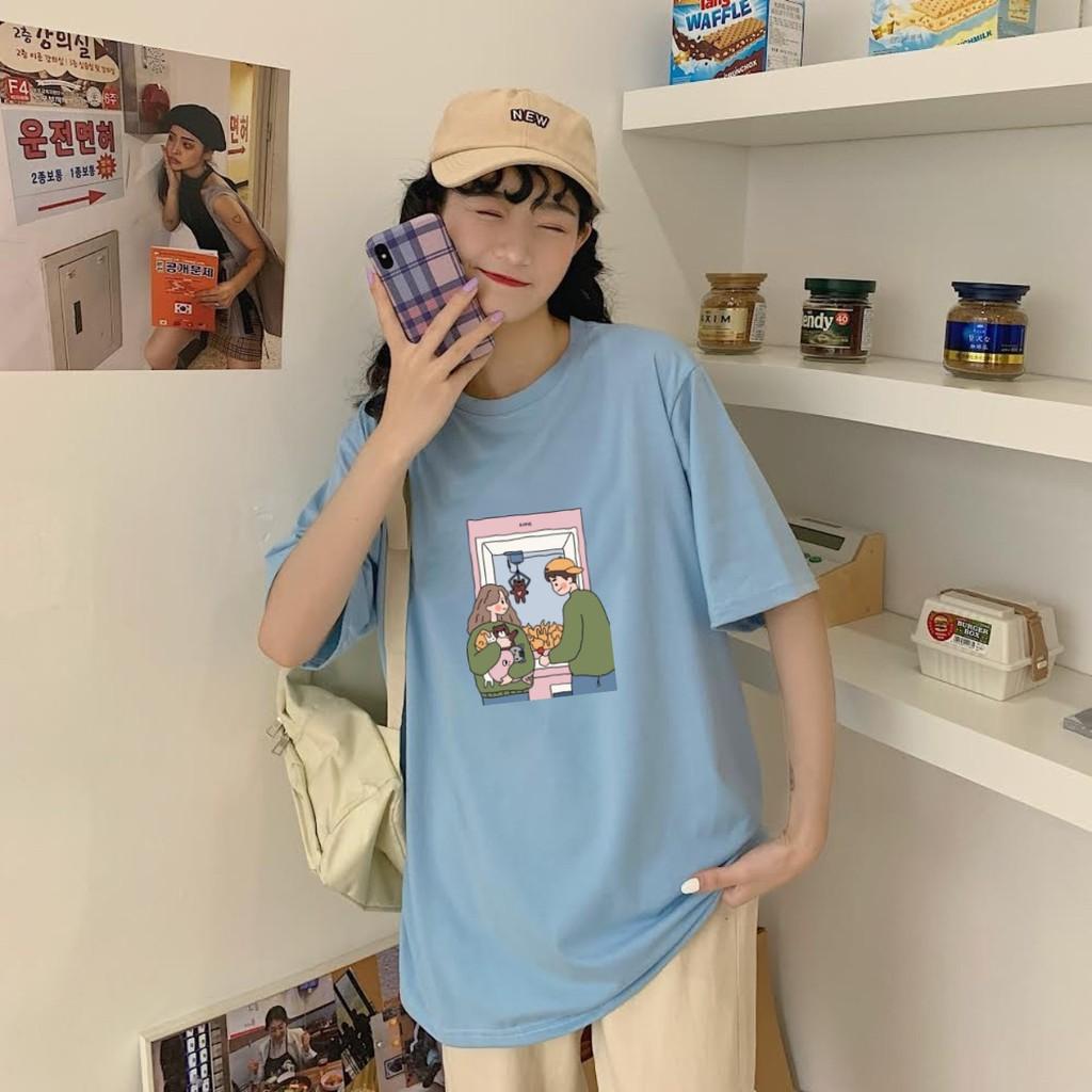 Áo Thun Tay Lỡ Unisex Gắp Thú Form Rộng