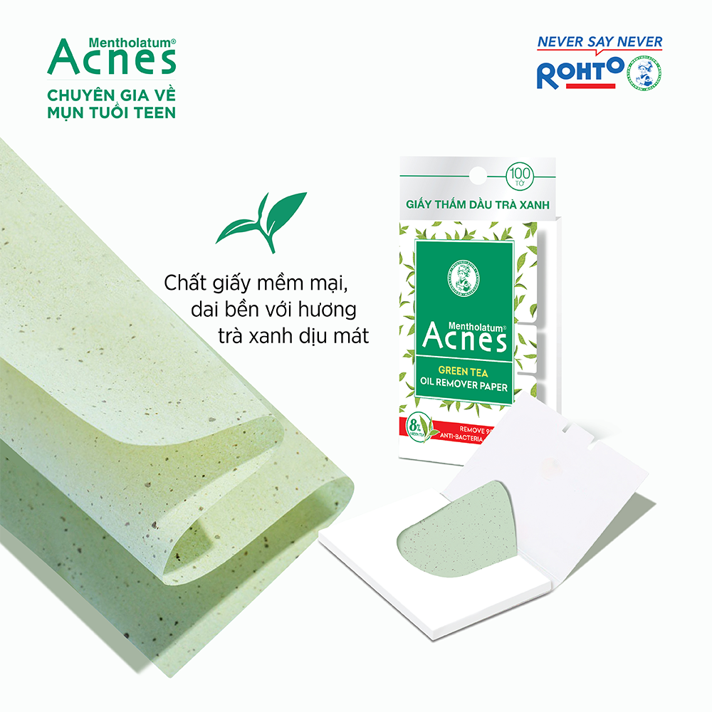 Giấy thấm dầu trà xanh Acnes Green Tea Oil Remover Paper (100 tờ)