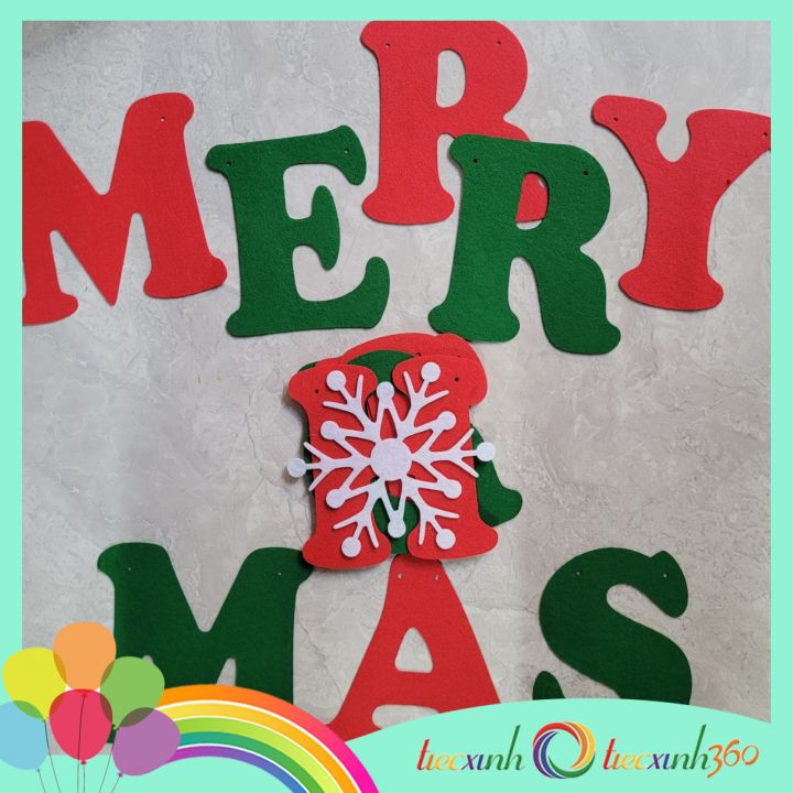 Dây chữ Merry Christmas vải nỉ trang trí Noel