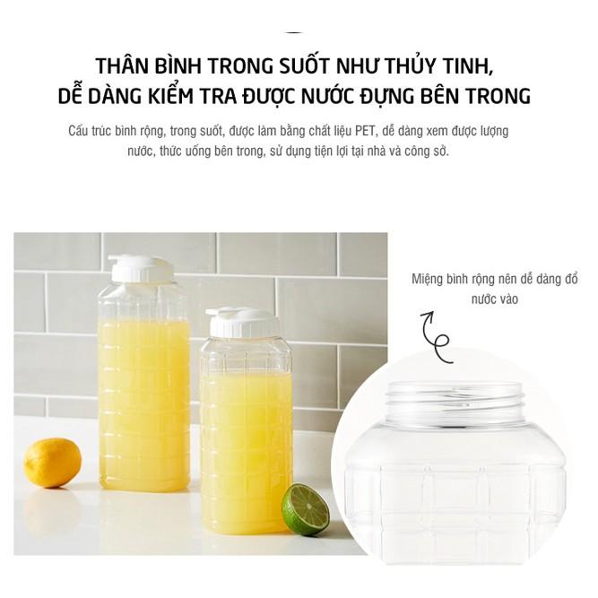 Bình đựng nước nhựa Lock&amp;Lock Chess Water Bottle 1.0L/1.5L Nắp màu trắng