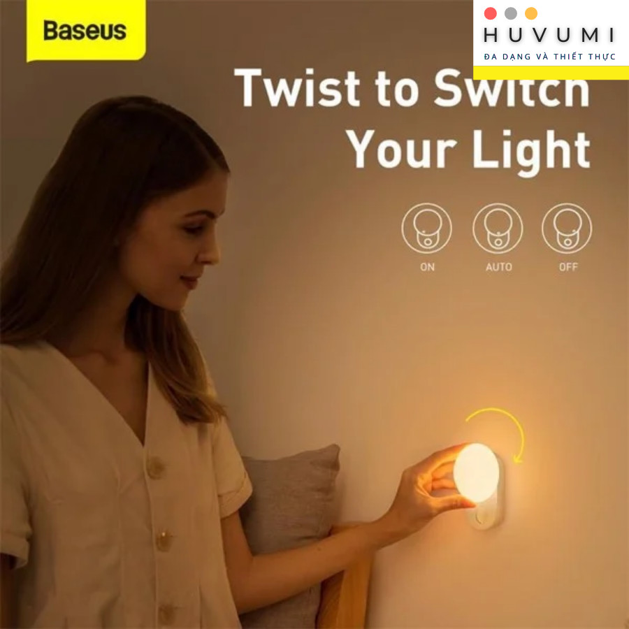 Đèn cảm ứng chuyển động thông minh Baseus Full Moon Human Body Induction Night Light - LVP001-WH  [Hàng Chính Hãng]