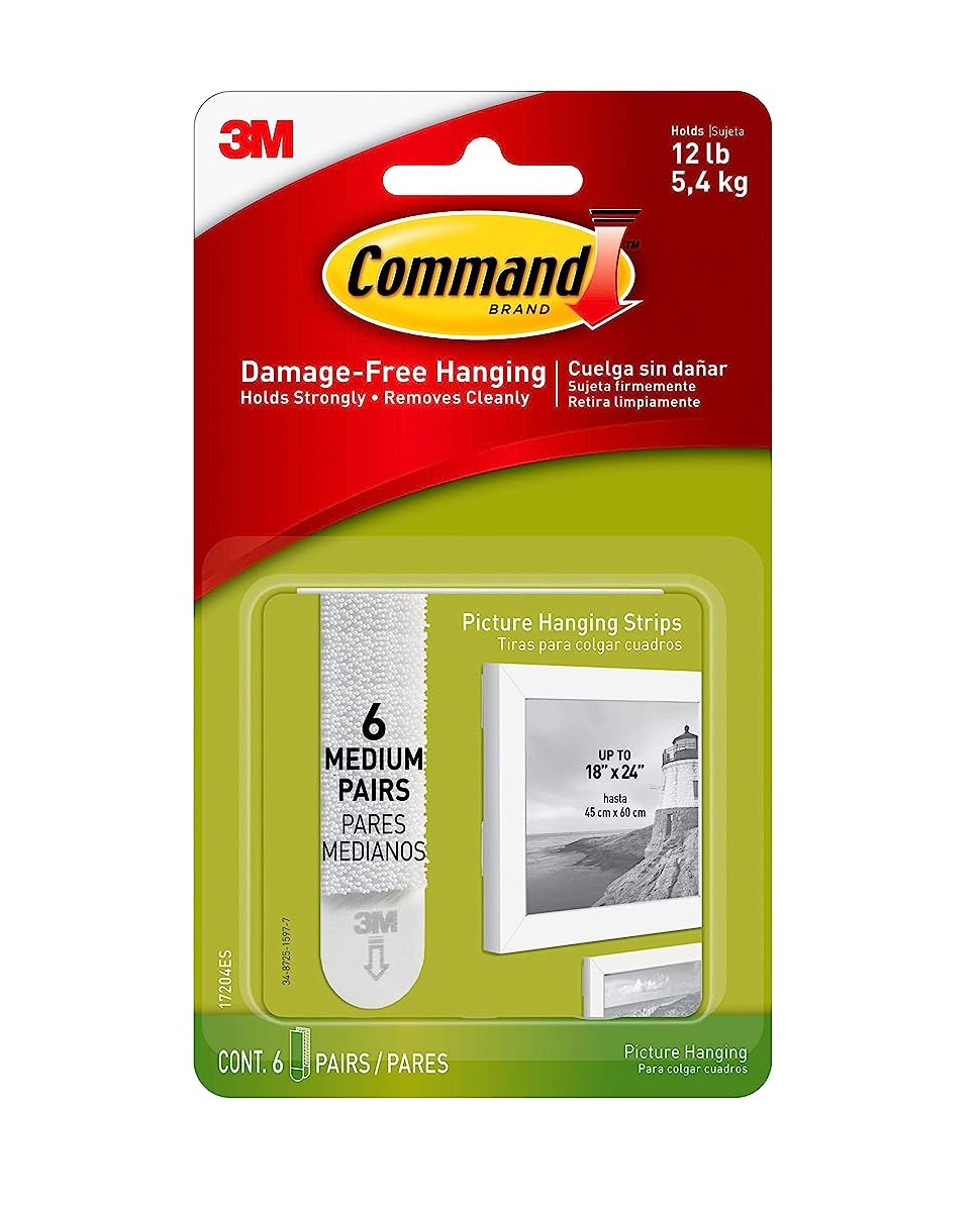 Bộ 6 Miếng dán treo tranh 3M Command 17204ES chịu tải trọng tới 5,4 kg, dễ sử dụng, độ bền cao, bám cực chắc