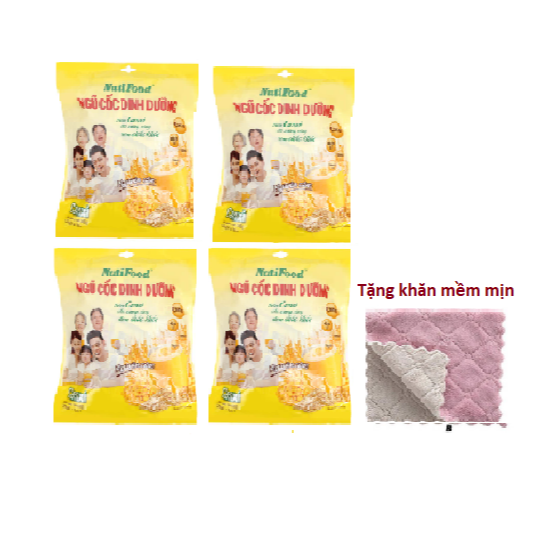 COMBO 04 bịch ngũ cốc Canxi Nutifood giúp xương chắc khỏe, dáng eo thon thích hợp cho cả gia đình-Tặng khăn mềm mịn