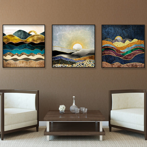 Bộ 3 Tranh Canvas Mặt Trời Trừu Tượng HD468