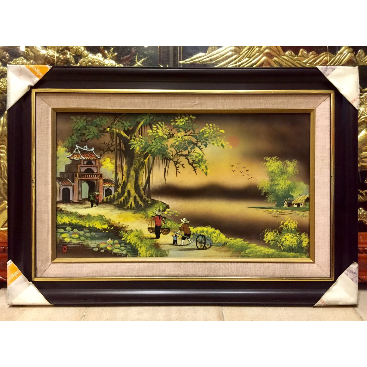 Tranh gốm sứ đồng quê - G076