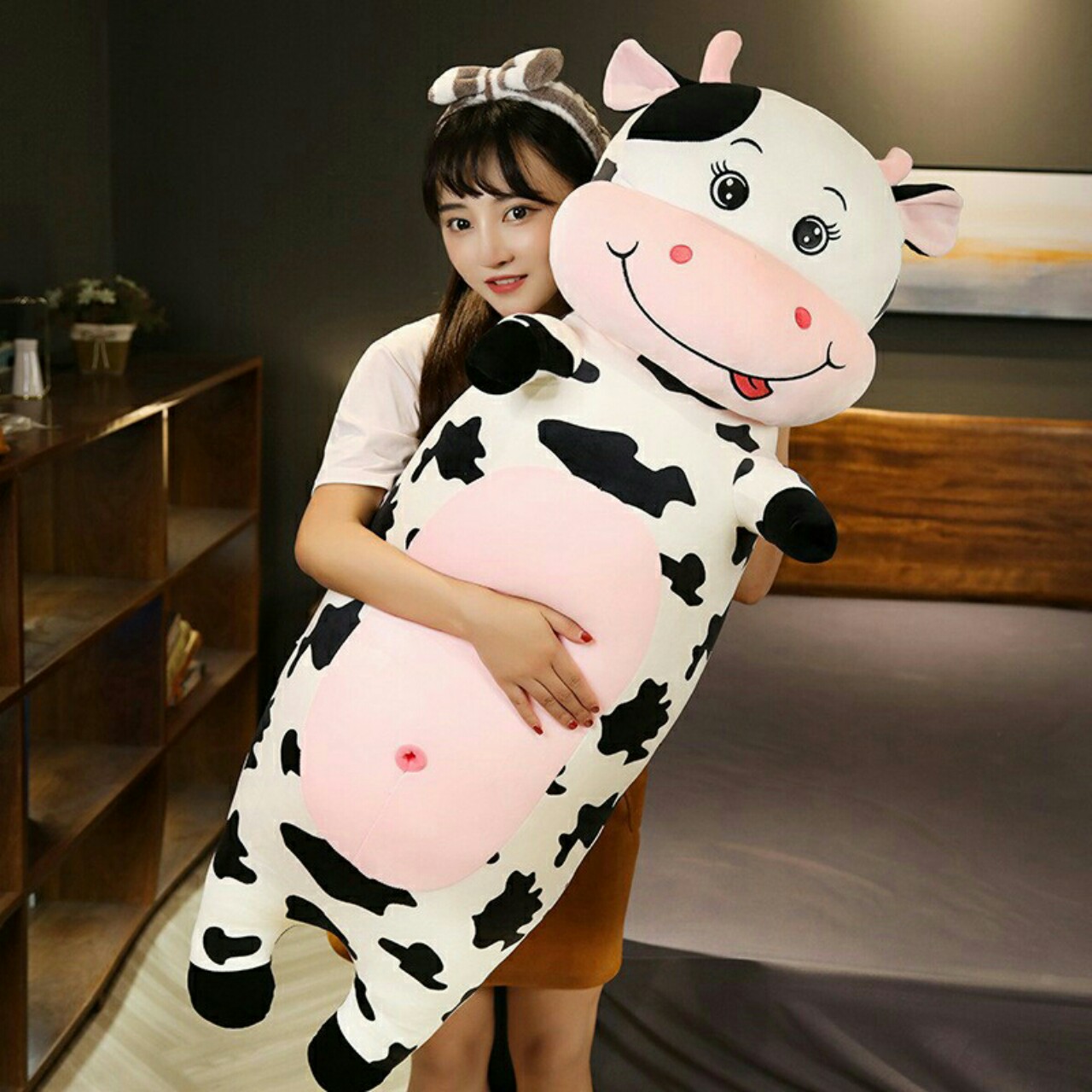 Gấu Bông Bò Sữa Size Bự Nhồi Bông Êm Mịn Dễ Thương