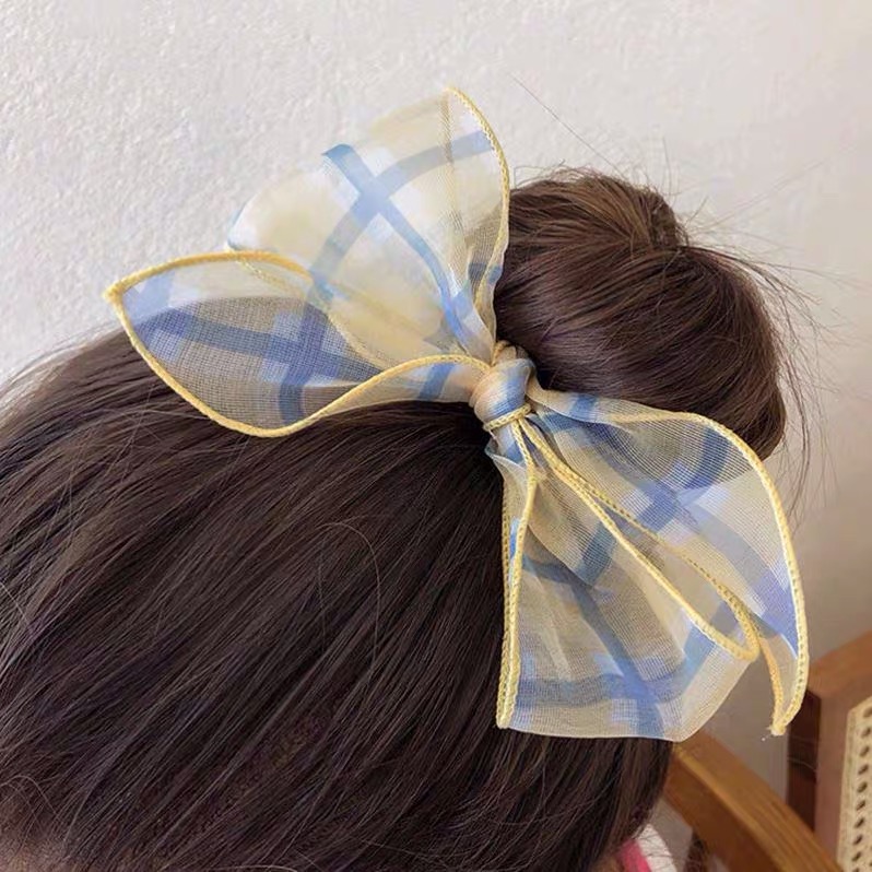 Dây cột tóc nơ hàn quốc - dây cột tóc scrunchies kẻ caro