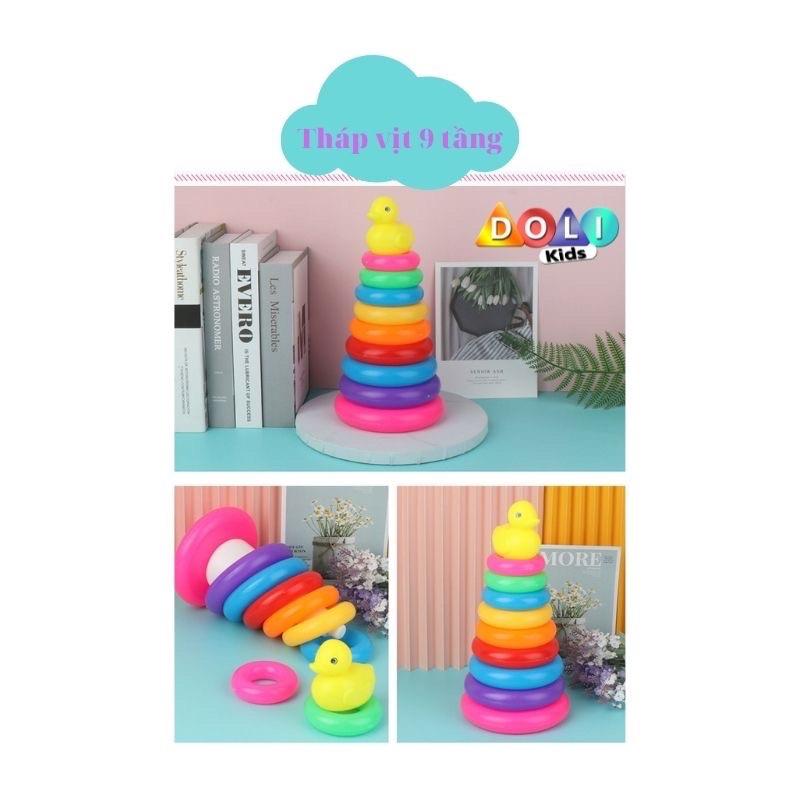 Tháp Vịt Xếp 9 Tầng Nhiều Màu Giúp Bé Phát Triển Đồ Chơi Bé Trai Bé Gái