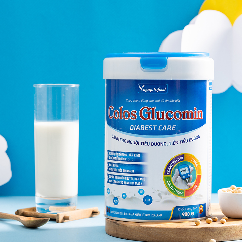 Sữa bột Colos Glucomin Diabest Care Vinanutrifood chứa các dưỡng chất bổ sung sắt, canxi, whey protein nâng cao đề kháng, thanh lọc cơ thể dành cho người trung tuổi và người già