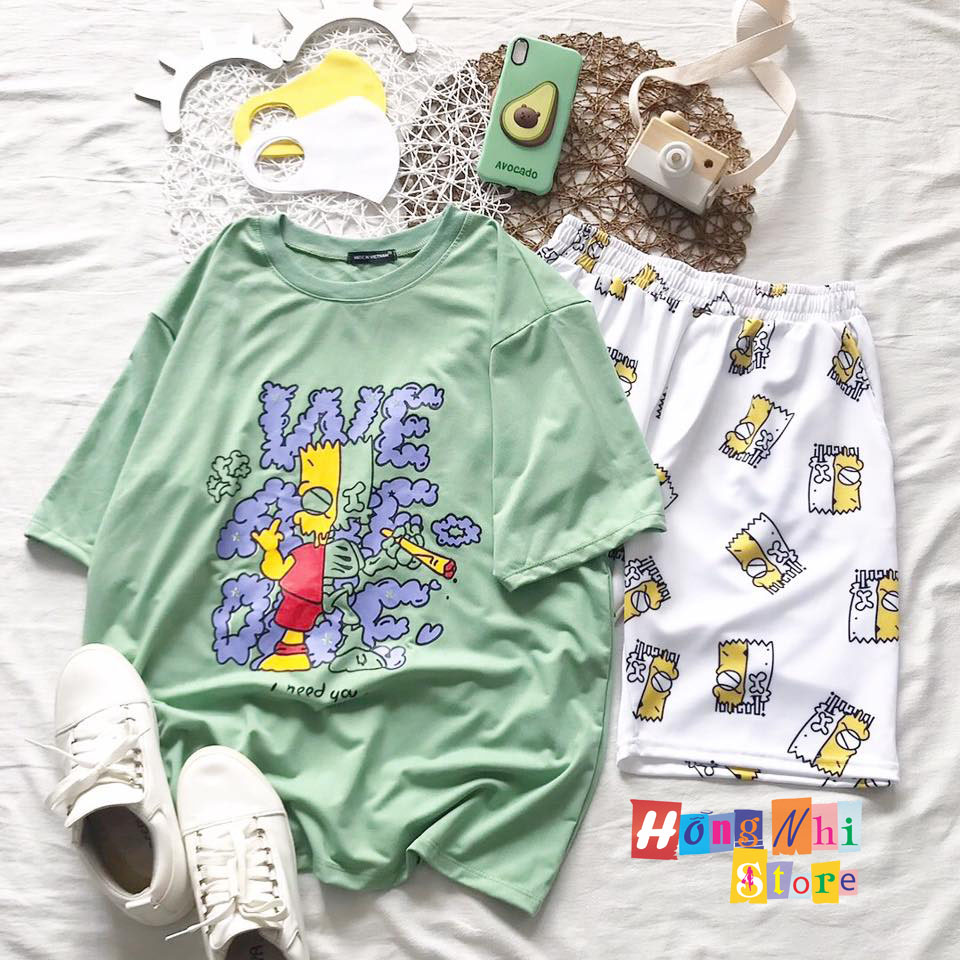 Quần Short Cartoon Unisex Màu Trắng - Quần Đùi Hoạt Hình Siêu Cute - MM