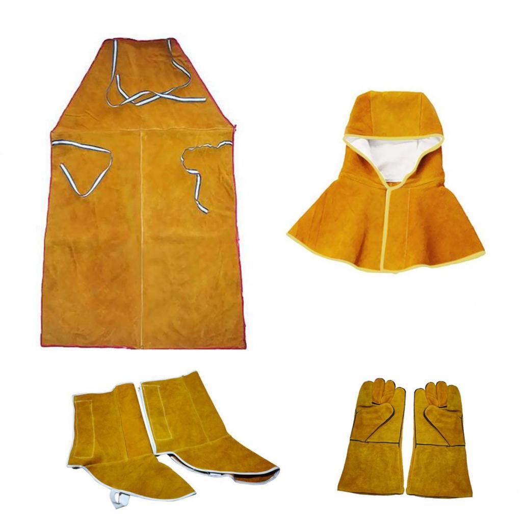 Welder Apron Heat Insulation Cowhide Leather Welding Protection Kit Orange