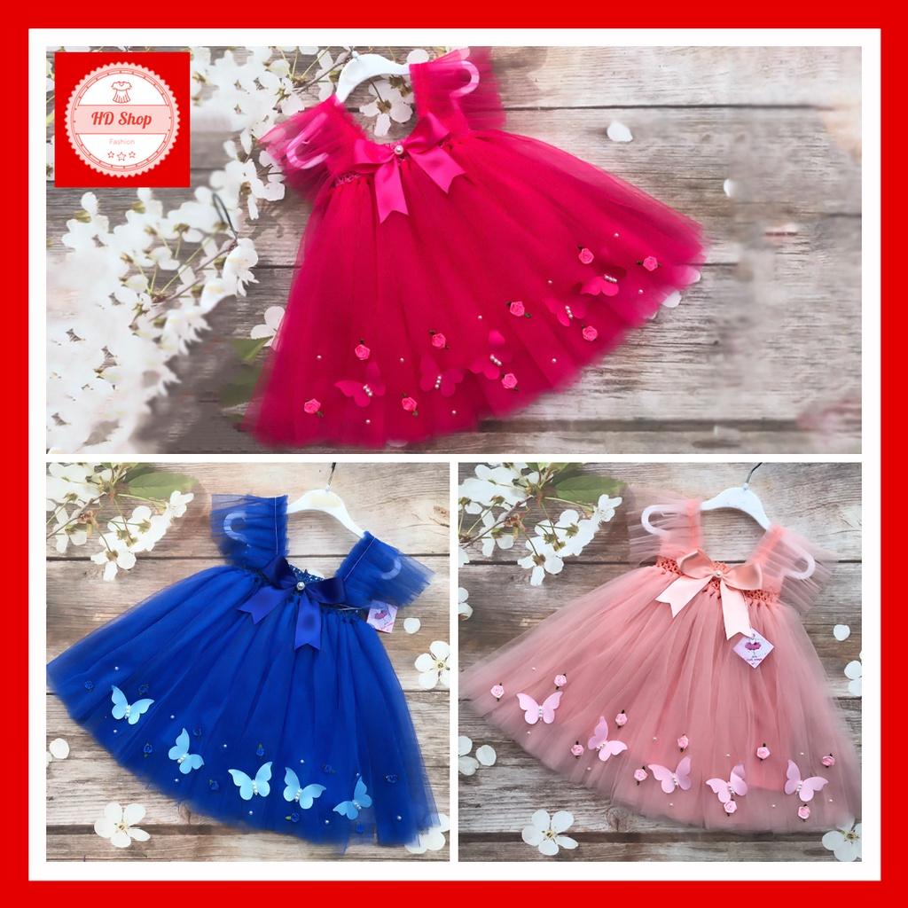 Đầm xòe cho bé gái hàng thiết kế mix nơ cực cute có nhiều mầu sắc lựa chọn