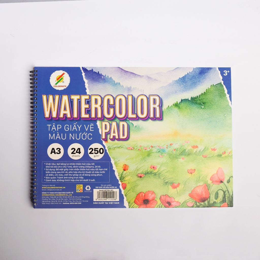 Giấy Vẽ Màu Nước Watercolor 250GSM Khổ A3, A5 - COLORMATE