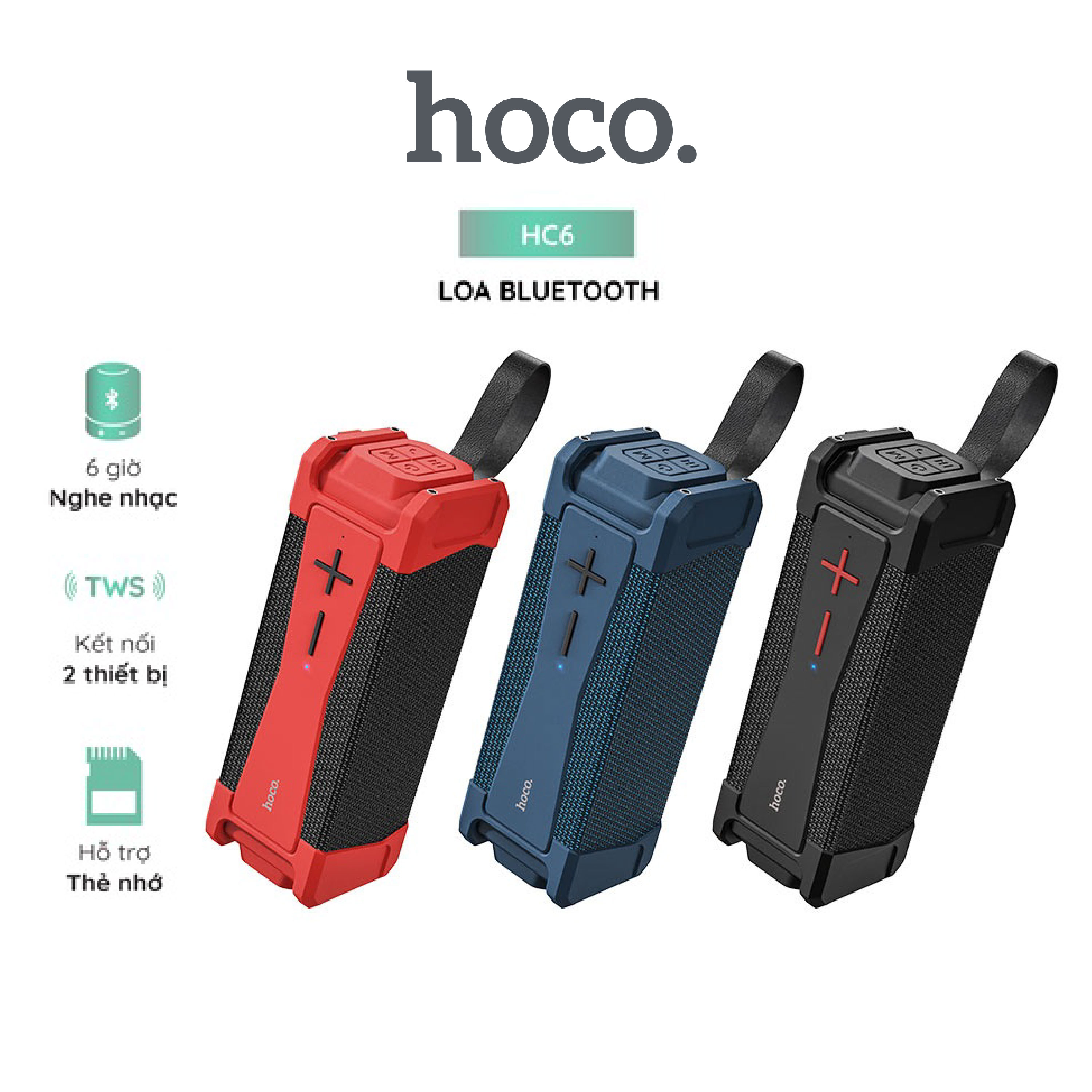 Loa bluetooth Hoco HC6 chống nước, công xuất 10W x2, âm thanh sống động, cắm thẻ nhớ TF, USB, dây AUX, nghe nhạc liên tục 6h - Hàng chính hãng