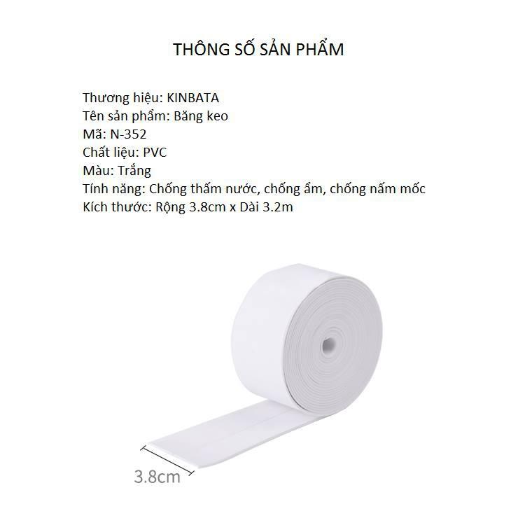 Băng Keo Dán Chống Thấm Nước Trong Bếp, Nhà Vệ Sinh 2.5cmx3.2m KINBATA Nhật Bản