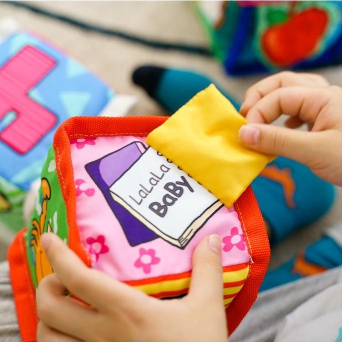 Bộ 9 Hình khối xúc xắc đa tương tác và Bóng vải cho bé Lalala Baby