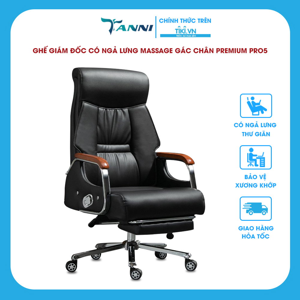 Ghế Giám Đốc Bọc Da Cao Cấp Có Ngả Lưng Massage Thông Minh Premium Pro5 ,Ghế Xoay Thư Giãn Rung Masage 7 Điểm