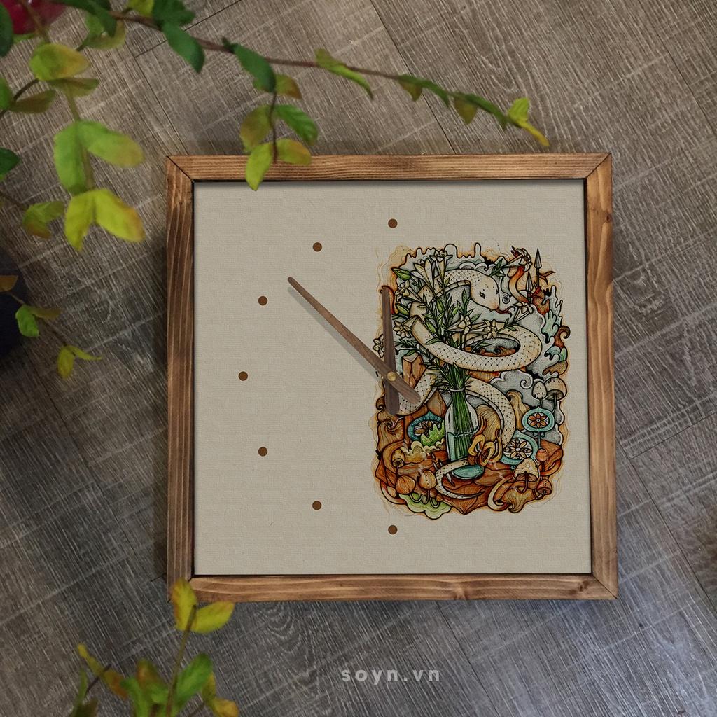 Đồng hồ treo tường gỗ 12 con giáp Việt Nam / Tỵ - Dậu - Sửu / Artclock Soyn