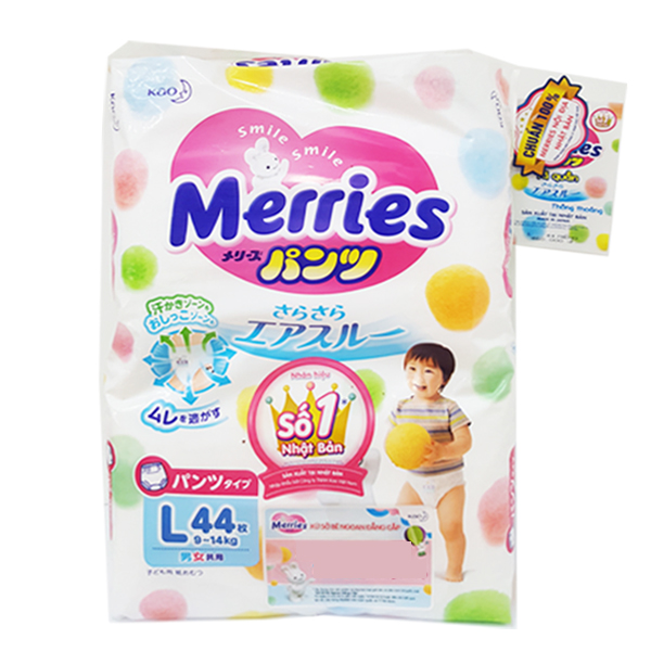 Tã/Bỉm Quần Merries Size L 44 miếng (dành cho bé 9 - 14 kg)