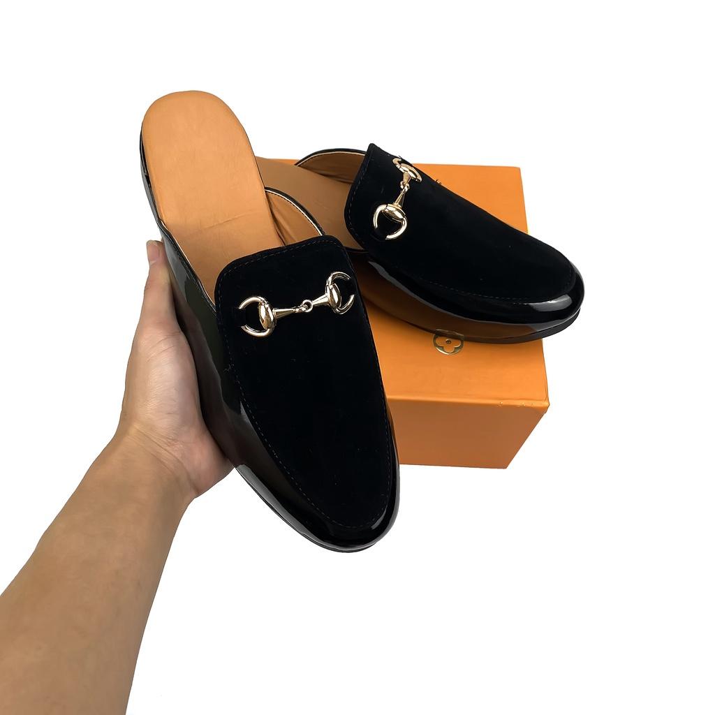 Giày sục da bóng | kết hợp da lộn đính khuyên vàng sang trọng , thoáng mát khi sử dụng chỉ có tại ADAM Classic ( SV01 )