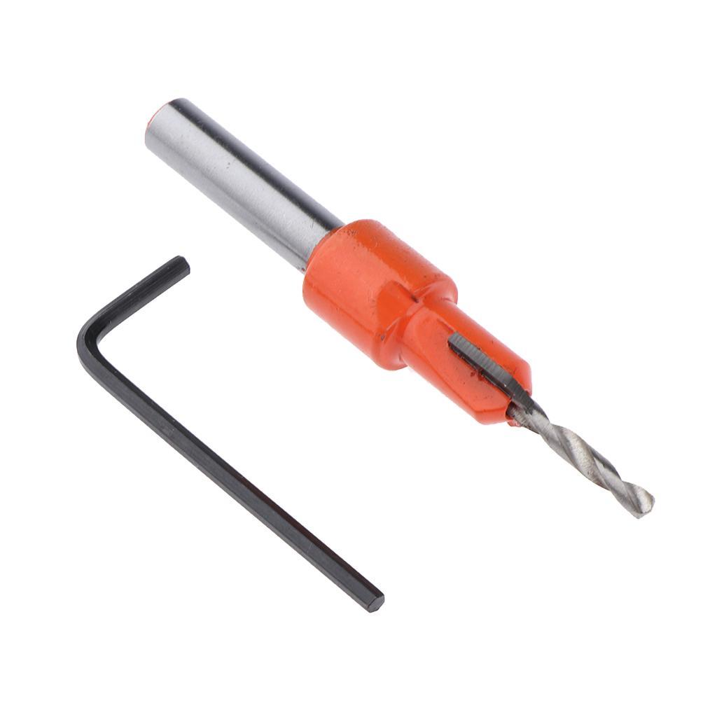 2 Piece 8mm Shank Countersink Drill Bit with Hex Key for Wood DIY, 10mm Diameter