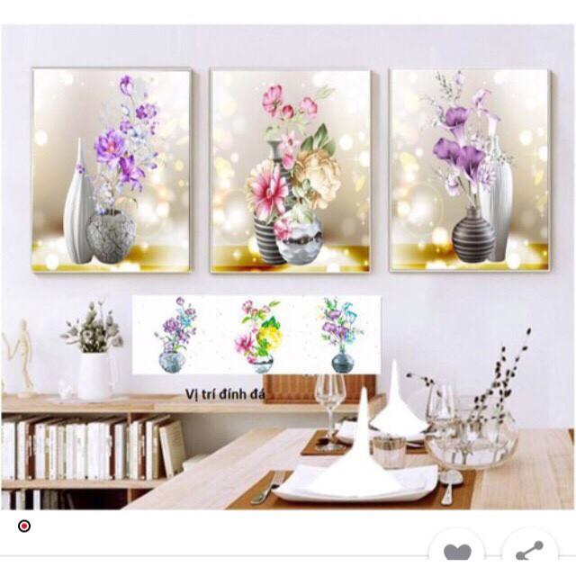 Tranh đính đá bộ ba bình hoa DF2746