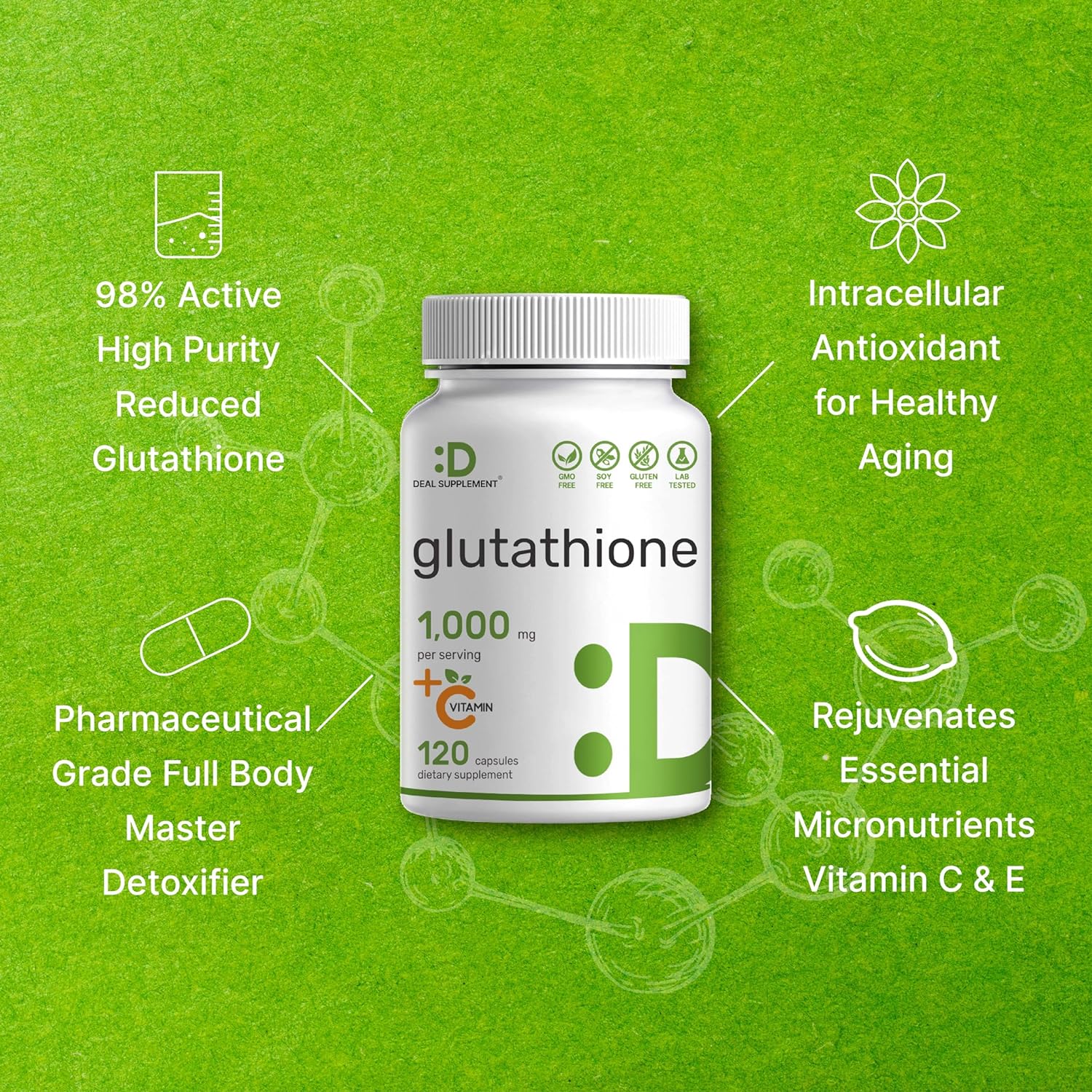 Deal Supplement Glutathione Reduced 1000mg + Vitamin C (60 Viên)