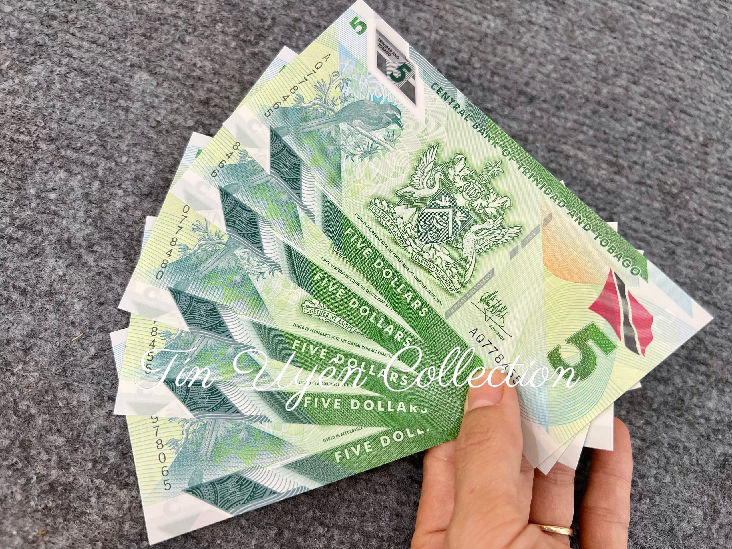 Tiền Trinidad &amp; Tobago 5 Dollars Polymer Phát Hành 2020 Mới 100%