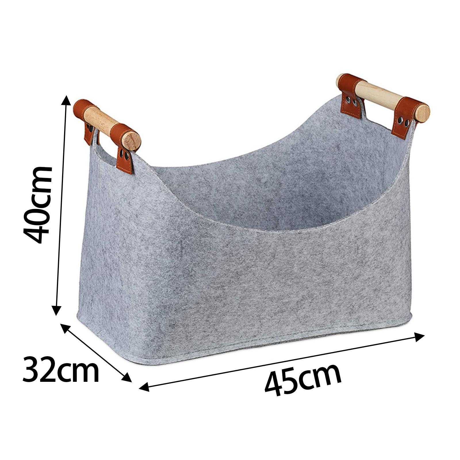 Felt Bag with Wooden Handle Thickened Rack Barbecue Log Tote Bag for Camping
