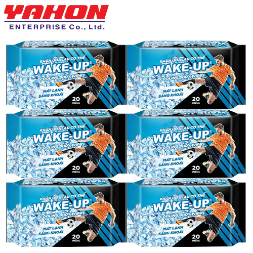 Combo 6 Khăn Ướt Lau Cơ Thể Wake-up, 20 Miếng