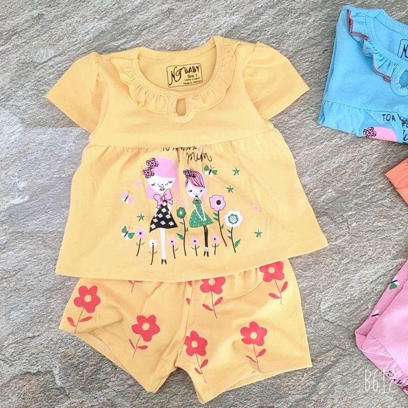 Bộ cộc tay bé gái size nhí chất cotton co giãn 4 chiều