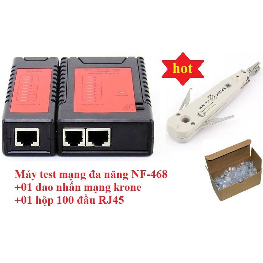 Máy test mạng đa năng NF-468 +dao nhấn mạng krone+1 hộp đầu RJ45