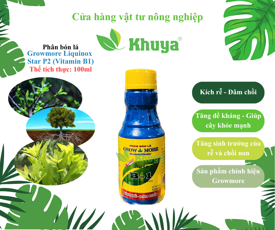 Phân bón vi lượng Growmore Liquinox Start Vitamin B1 100ml