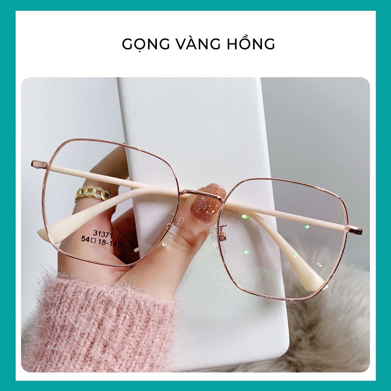 Kính Mắt Nữ Aoron, Kính Chống Ánh Sáng Xanh Tròng Đa Giác, Gọng Kính Kim Loại Nhiều Màu Thời Trang Trẻ Trung - AK102