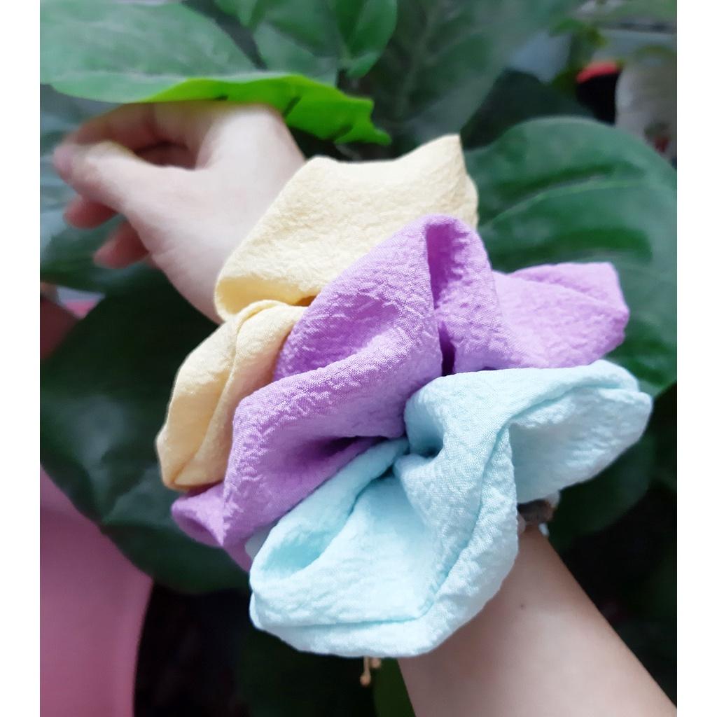 Cột tóc scrunchies vải xốp gạo nhún