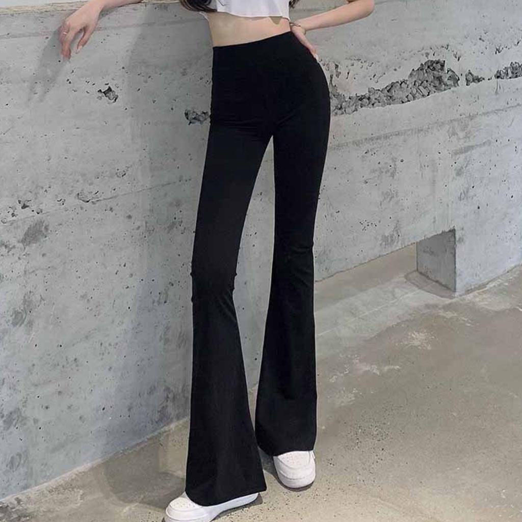 Quần ống loe siêu tôn dáng, quần legging nữ cạp cao kiểu ôm ống loe dáng dài co dãn bigsize TF015