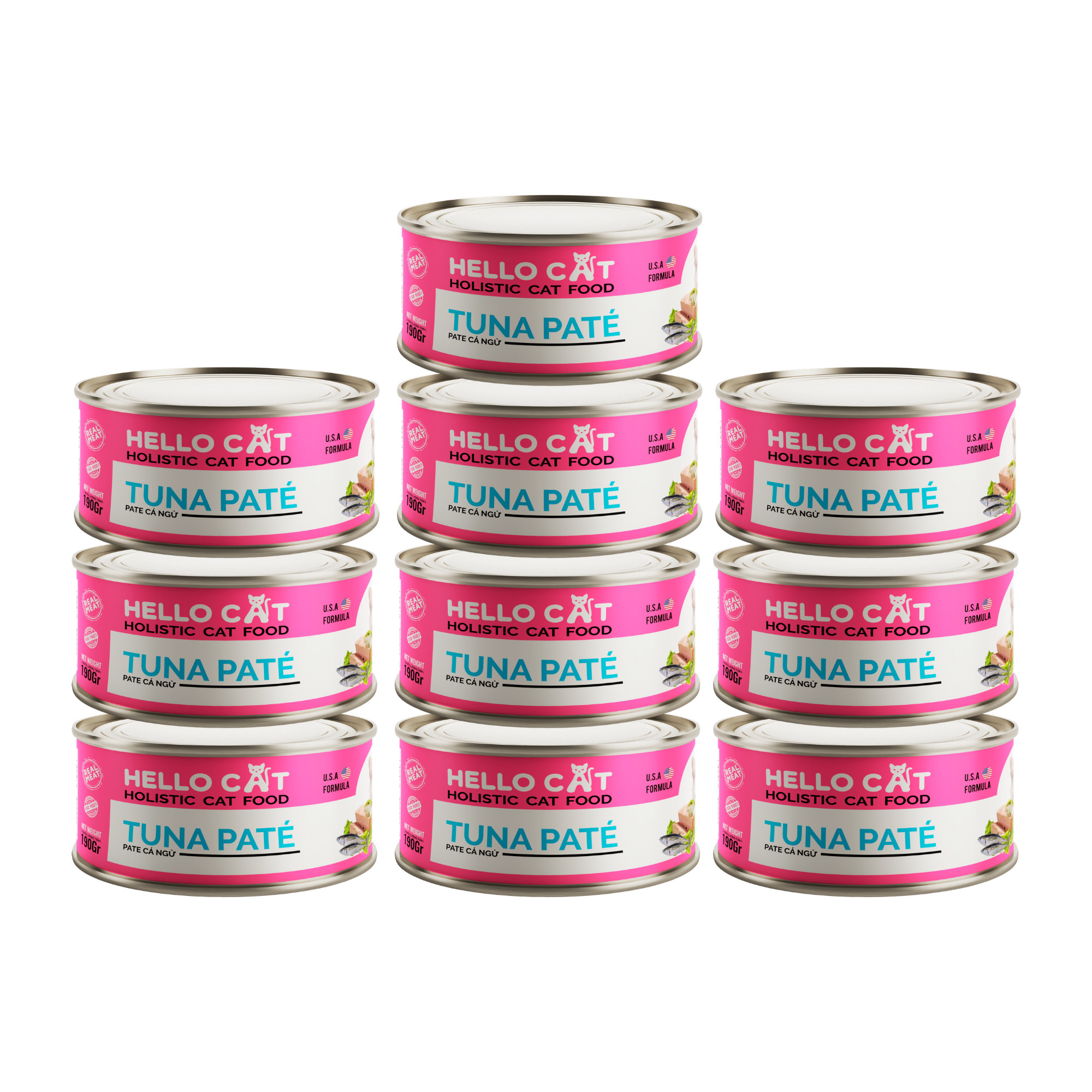 (Combo 10 Lon) Pate Cho Mèo Vị Cá Ngừ - Hello Cat Tuna Pate 190G