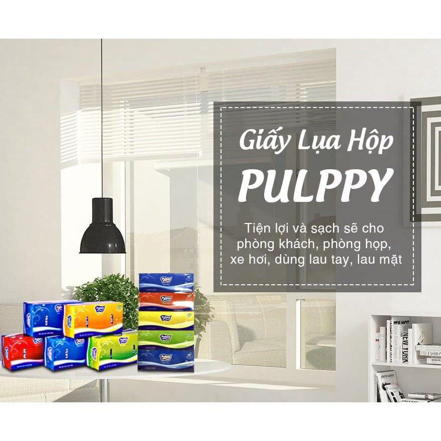 Khăn Giấy Hộp, Khăn Giấy Rút Pulppy Lốc 5 Hộp180 tờ x 2 lớp mềm mịn siêu dai